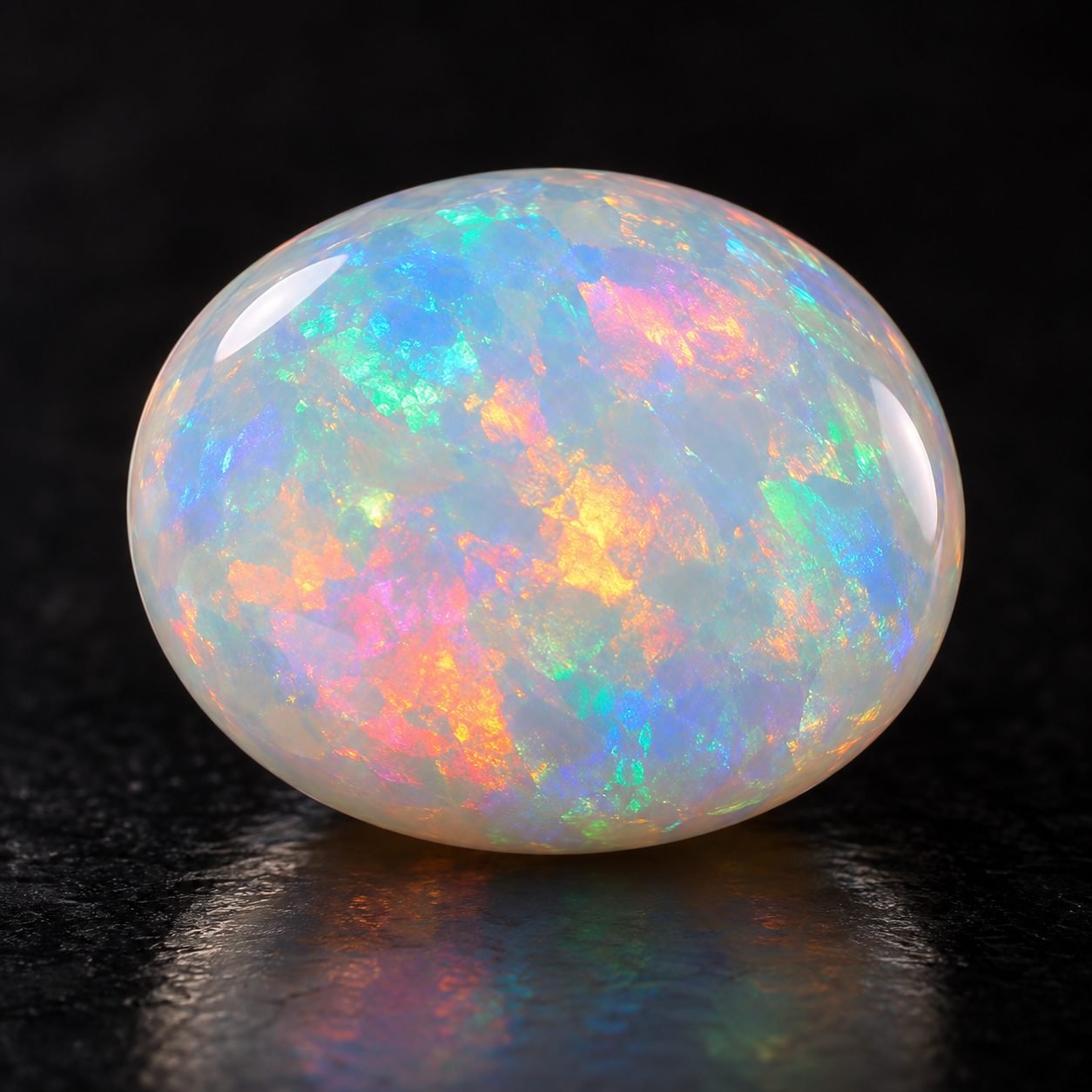Opal gemstone on a dark surface